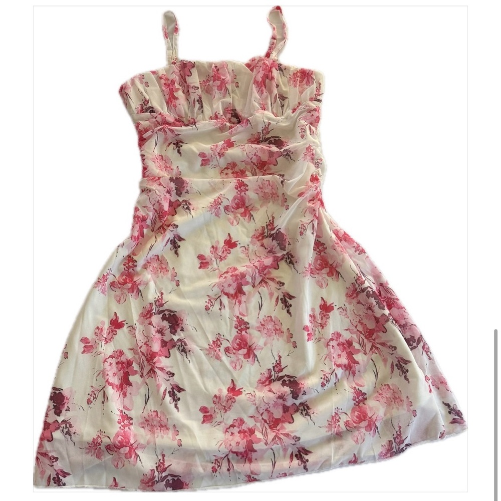 Floral Pink and White Dress